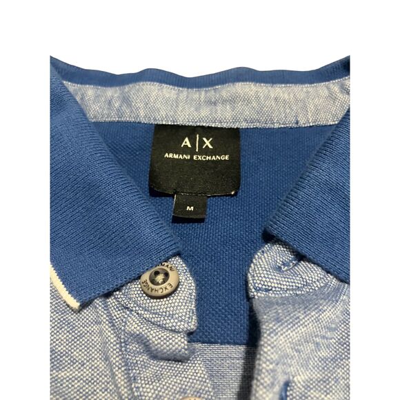 Armani Exchange Men’s Polo Shirt Blue Contrast Trim Logo Size M - Picture 9 of 11